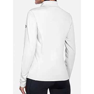 BALEAF Women's Horse Riding Shirts Long Sleeve Half Zip Pullover Fleece Jacket Winter Cold Weather Running Gear White M