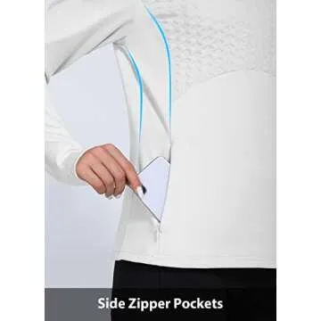 BALEAF Women's Horse Riding Shirts Long Sleeve Half Zip Pullover Fleece Jacket Winter Cold Weather Running Gear White M