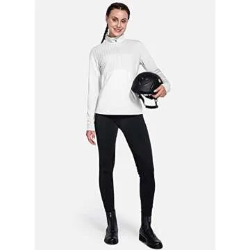 BALEAF Women's Horse Riding Shirts Long Sleeve Half Zip Pullover Fleece Jacket Winter Cold Weather Running Gear White M