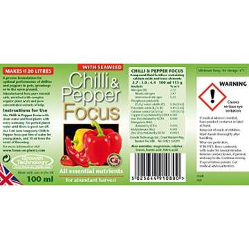 Growth Technology 05-210-100 Focus 100ml Chilli Fertilizer
