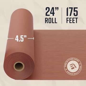 Bryco Goods Pink Butcher Paper Roll - 24 Inch x 175 Feet - Food-Grade Peach Butcher Paper for Smoker, BBQ, Grilling, Smoking Meat - USA Made - Unbleached, Uncoated and Unwaxed