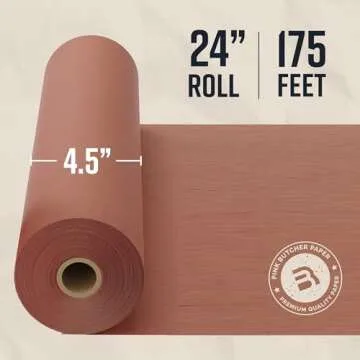 Bryco Goods Pink Butcher Paper Roll - 24 Inch x 175 Feet - Food-Grade Peach Butcher Paper for Smoker, BBQ, Grilling, Smoking Meat - USA Made - Unbleached, Uncoated and Unwaxed