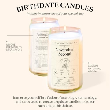 November 2 Birthday Candle - Scorpio Zodiac Scented Candle Gift - Bergamot, Cinnamon & Mahogany - Al...