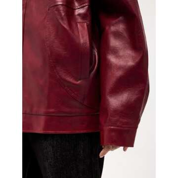 Aelfric Eden Womens Faux Leather Jacket Oversized Vintage Motorcycle Jackets Moto Coats Unisex Streetwear Jacket Burgundy