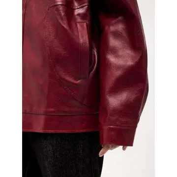 Aelfric Eden Womens Faux Leather Jacket Oversized Vintage Motorcycle Jackets Moto Coats Unisex Streetwear Jacket Burgundy