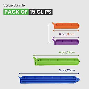 Pocket Solution 15 Pcs Chips Clips - Keeps Food Fresh