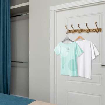 Wall Mounted Coat Rack with 5 Hooks - Vintage Gold Finish