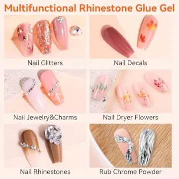 Makartt Nail Rhinestone Glue Gel, Upgrade Gel Nail Glue with Brush Pen Tip Super Strong Adhesive Precise for Nail Charms Crystals Rhinestone Beads Flower 3D Decorations 8ml*2