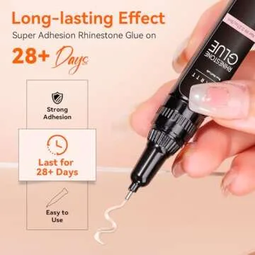 Makartt Nail Rhinestone Glue Gel, Upgrade Gel Nail Glue with Brush Pen Tip Super Strong Adhesive Precise for Nail Charms Crystals Rhinestone Beads Flower 3D Decorations 8ml*2