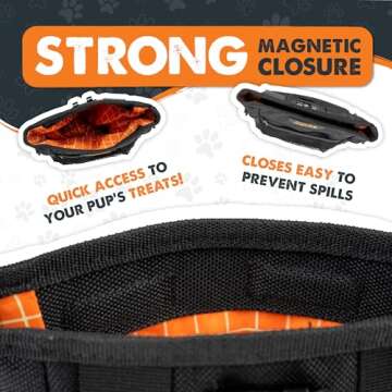 Mighty Paw Dog Treat Pouch | No Spill Magenetic Clasp - Hands-Free Pouches for Training - Pets Train...