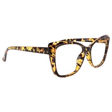 Zeelool Stylish TR90 Oversized Cat Eye Blue Light Blocking Glasses for Women Becky OT921139-01 Tortoise