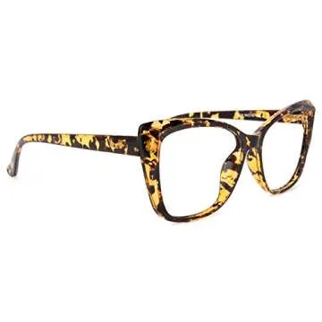Zeelool Stylish TR90 Oversized Cat Eye Blue Light Blocking Glasses for Women Becky OT921139-01 Tortoise