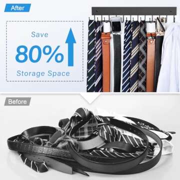 Belt and Purse Hanger for Closet, 4 Pack Purse Organizer and Wooden Belt Organizer 2 Pack, Space Sav...