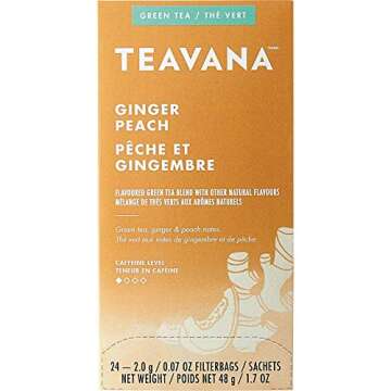 Teavana Ginger Peach Green Tea - 24 Premium Tea Bags, Refreshing Flavor Experience