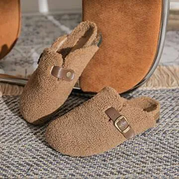CT-Tebrun Women Shearling Slippers: Buckled Soft Fuzzy Loafers for Cozy Comfort