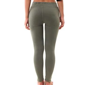 LAINAB Womens Skinny Pleated Moto Leggings Jeggings Pants for Women Army Green M