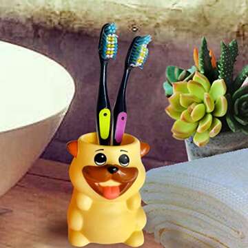 Durable Kids Toothbrush Holder by Lily's Home for Fun Brushing