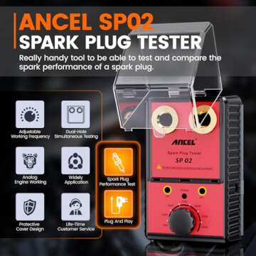 ANCEL SP02 Spark Plug Tester Automotive Engine Ignition Coil Tester Dual Holes 0 to 6000RPM Adjustab...