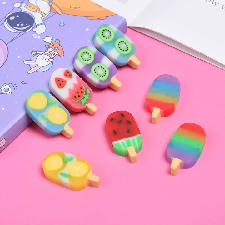 Cute Fruit Shaped Ice Cream Erasers for Kids