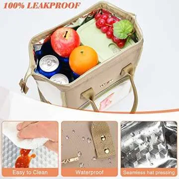 UTOTEBAG Initial Lunch Bag Women, Preppy Teen Girls Lunch Box Adult Cooler Lunchbox Container for Work Picnic, Personalized Mother's Day Gifts for Mom Girlfriend Daughter Grand daughter, Letter A