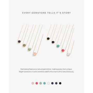 PAVOI 14K Yellow Gold Plated Mother of Pearl Gemstone Pendant Necklace | Gemstone Dainty Chain Necklaces for Women