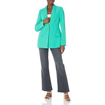 The Drop Women's Blake Long Blazer, Jade, X-Large