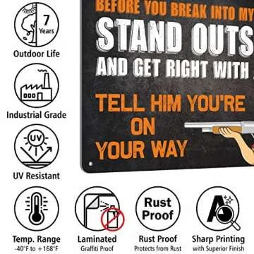 SmartSign 10 x 14 inch 'Before You Break Into My House Stand Outside And Get Right With Jesus' Funny No Trespassing Sign with Gun Owner Graphic, 40 mil Laminated Rustproof Aluminum, USA-Made