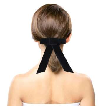 Lurrose Hair Bow Clips Large Bowknot French Barrettes Spring Hair Clips Hairpins Headdress for Women and Girls (Black)