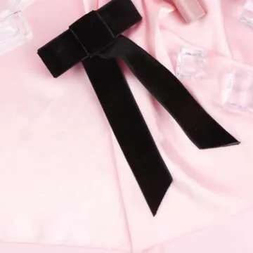 Lurrose Hair Bow Clips Large Bowknot French Barrettes Spring Hair Clips Hairpins Headdress for Women and Girls (Black)