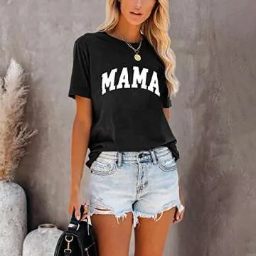 Tomteamell Mama Shirt Trendy Women's Graphic Tee
