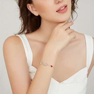 CDE Infinity Heart Symbol Charm Link Bracelet - 925 Sterling Silver for Women