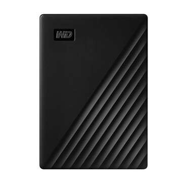 WD 2TB My Passport USB 3.0 Gen 1 Slim Portable External Hard Drive (2019, Black) + Compact Hard Drive Case (Black) (2TB, Black)
