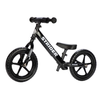 Strider 12” Sport Bike, Black - No Pedal Balance Bicycle for Kids 1 to 4 Years - Includes Safety P...