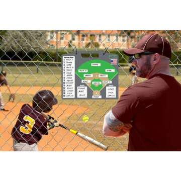 Coaches Helper Magnetic Dugout Board for Lineup and Field Position Baseball Magnet Board Magnet Board Bonus Baseball Award Decals Plus Extra Name Strips
