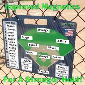 Coaches Helper Magnetic Dugout Board for Lineup and Field Position Baseball Magnet Board Magnet Board Bonus Baseball Award Decals Plus Extra Name Strips