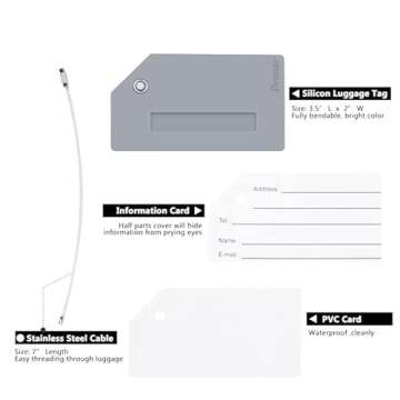 5Pack Silicone Luggage Tag with Name ID Card Perfect to Quickly Spot Luggage Suitcase by Ovener (Gra...