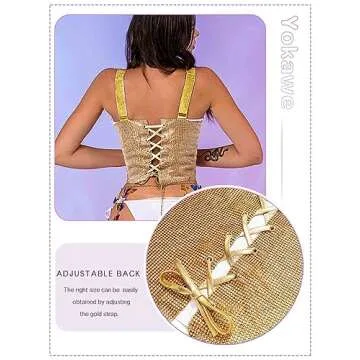 Yokawe Sparkly Tube Top Adjustable for Parties Nights