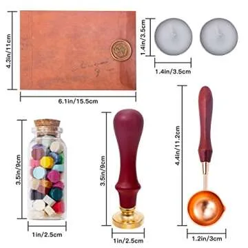 Mushroom Wreath Wax Seal Stamp Kit, Sealing Brass Stamper Gift Box Set with Removable Handle, All In One Beginner DIY Kit with Wax Beads & Candle Spoon for Wedding Invitation Letter Packaging Wrapping