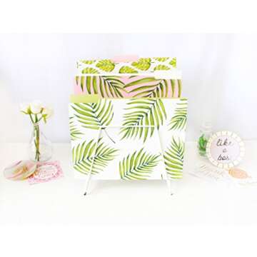 bloom daily planners Decorative File Folders - Set of Six Letter Size (8.5” x 11”) Organizers, 1/3 Cut Tabs - Assorted Designs - Palm Leaves
