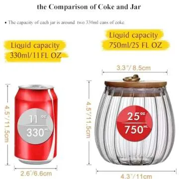 Viovian Glass Coffee Nuts Canister 750ml(25FL OZ) Glass Candy Jar with Wood Lid Airtight Glass Nut C...