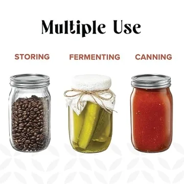 GLING 3 Count 64 oz Glass Mason Jars with Lids