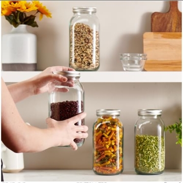 GLING 3 Count 64 oz Glass Mason Jars with Lids
