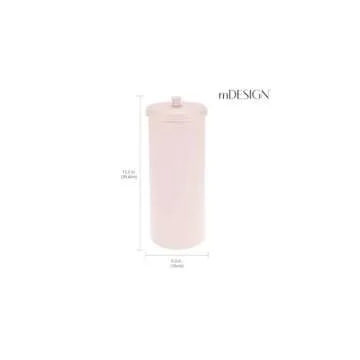 mDesign Plastic Floor Stand Toilet Paper Organizer with Cover, 3-Roll Space-Saving Tissue Storage for Bathroom, Fits Under Sink, Vanity, Shelf, in Cabinet, Corner - Hyde Collection - Light Pink
