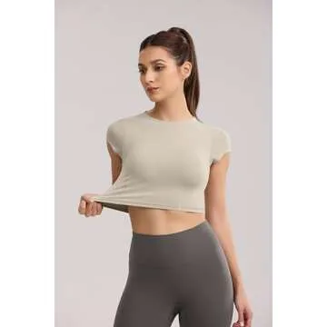 ENERBLOOM Women’s Workout Crop Top Slim Fit with Bra