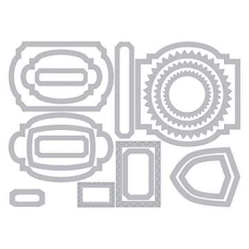 Sizzix, Multi Thinlits Die Set , Labels by Tim Holtz, 17 Pack, Color, One Size