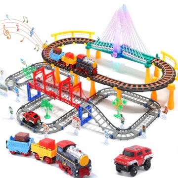 Toddler Train Set Toy, Electric Train Track Playset for Kids 3-5 Years