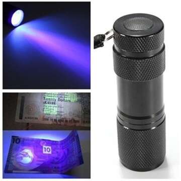 Mini 9 LED Ultra Violet UV LED Flashlight Black Light Torch Portable Flashlight Light Lamp Money Detector (Blue)
