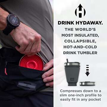 HYDAWAY Collapsible Tumbler with Lid and Straw - Portable & Insulated Travel Mug