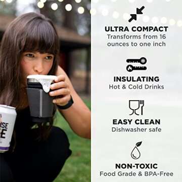 HYDAWAY Collapsible Tumbler for Hot & Cold Drinks - 16 oz