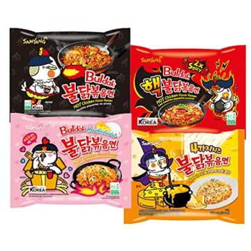 Samyang Spicy Hot Chicken Ramen 11 Flavor Variety Pack - FREE Chopsticks - Korean Buldak Ramen Noodles (11 Pack)